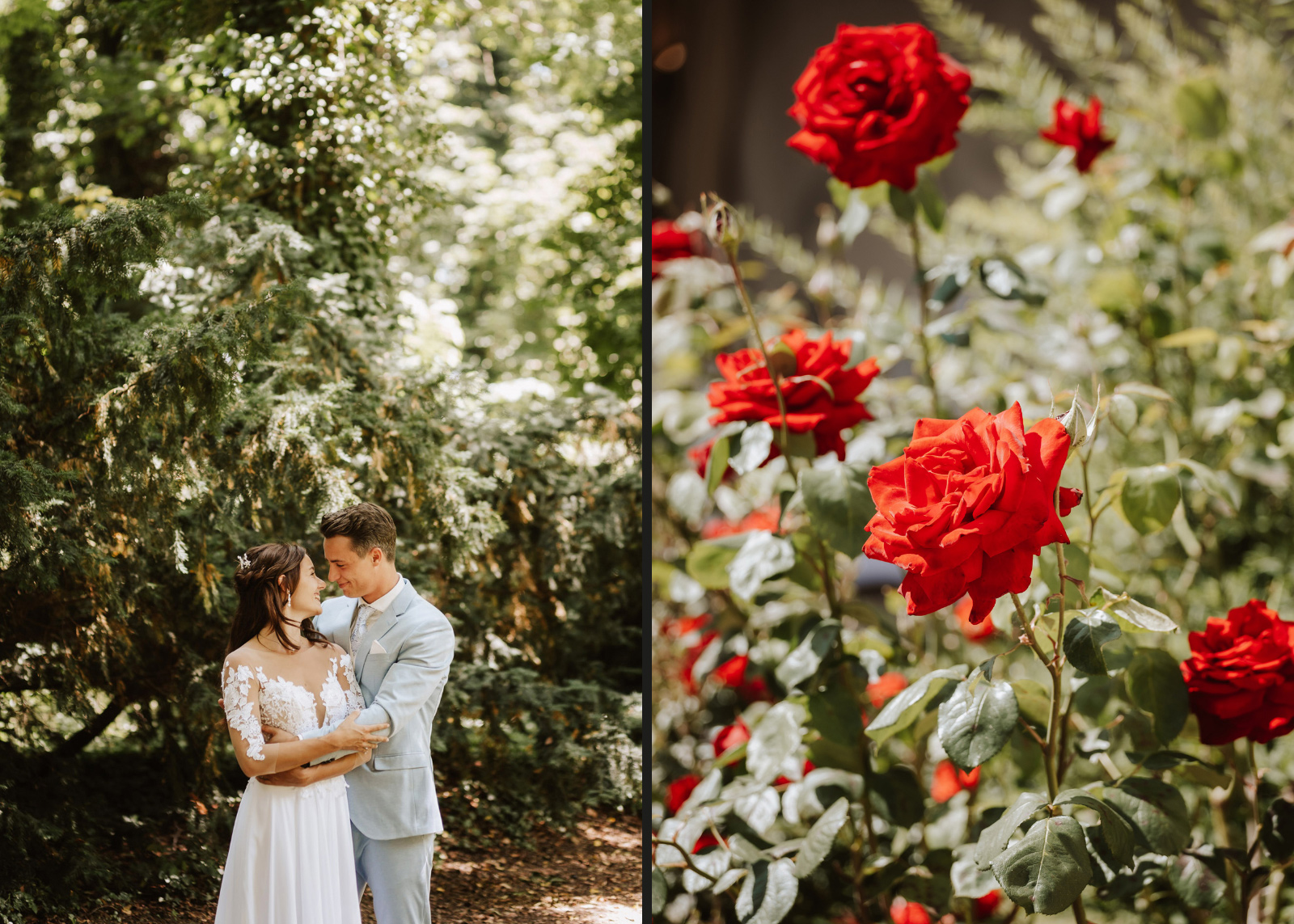 Paar-Fotoshooting mit Hochzeitsfotograf in der Natur Leipzig