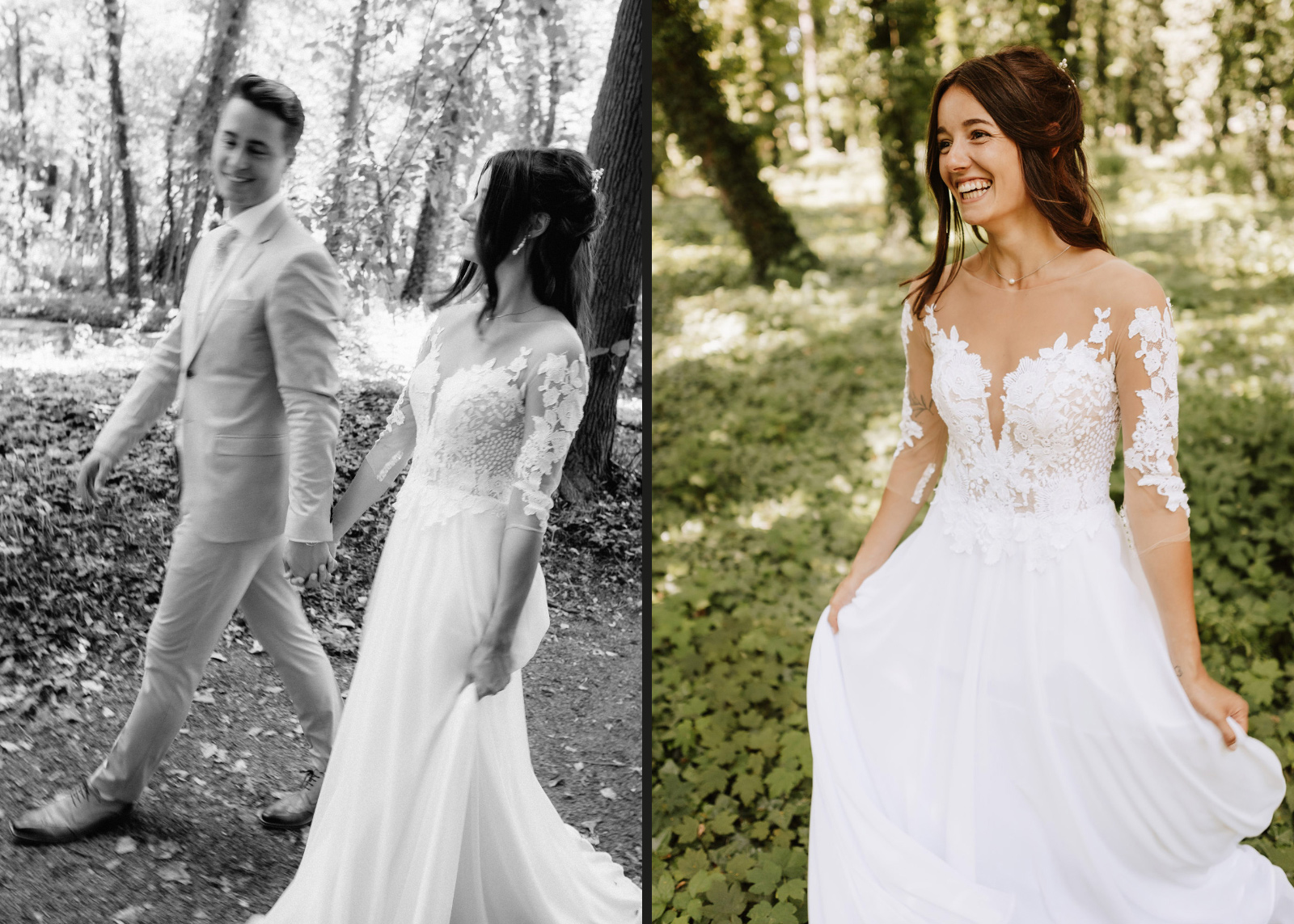 Paar-Fotoshooting mit Hochzeitsfotograf in der Natur Leipzig