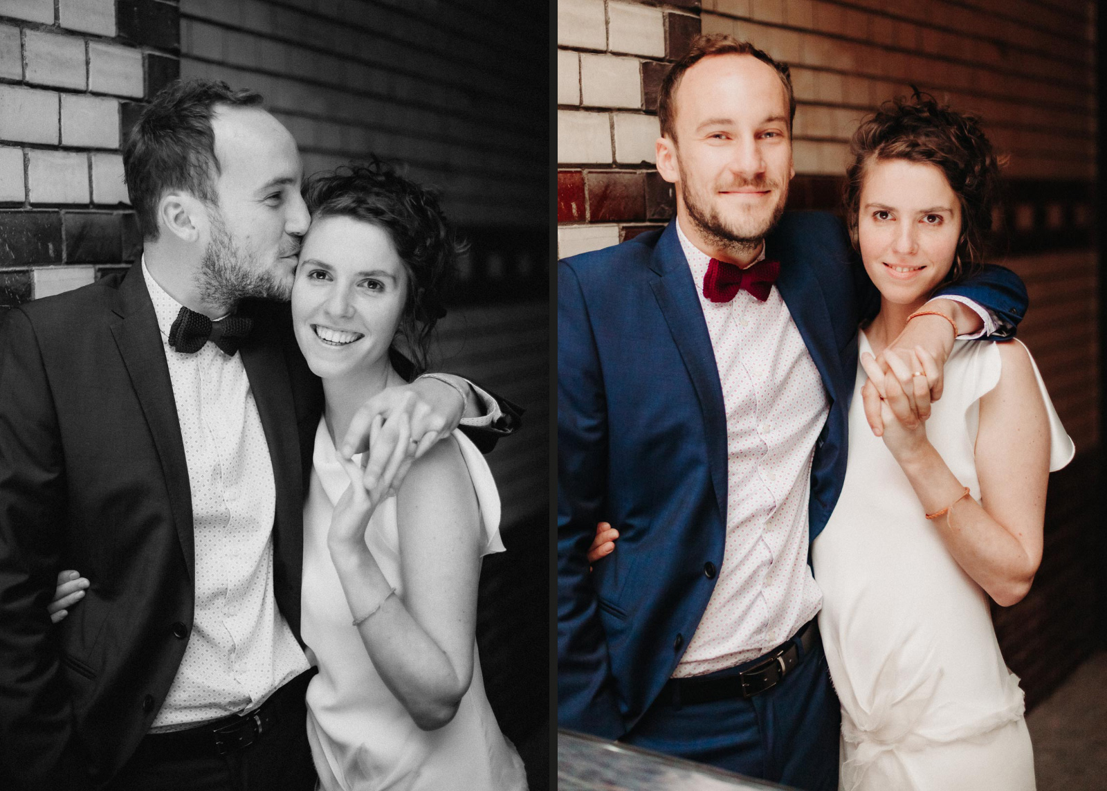 Urbanes Brautpaar-Fotoshooting im Hinterhof in Leipzig. Hochzeitsfotograf für unkonventionelle Hochzeit in Leipzig, Halle, Dresden.